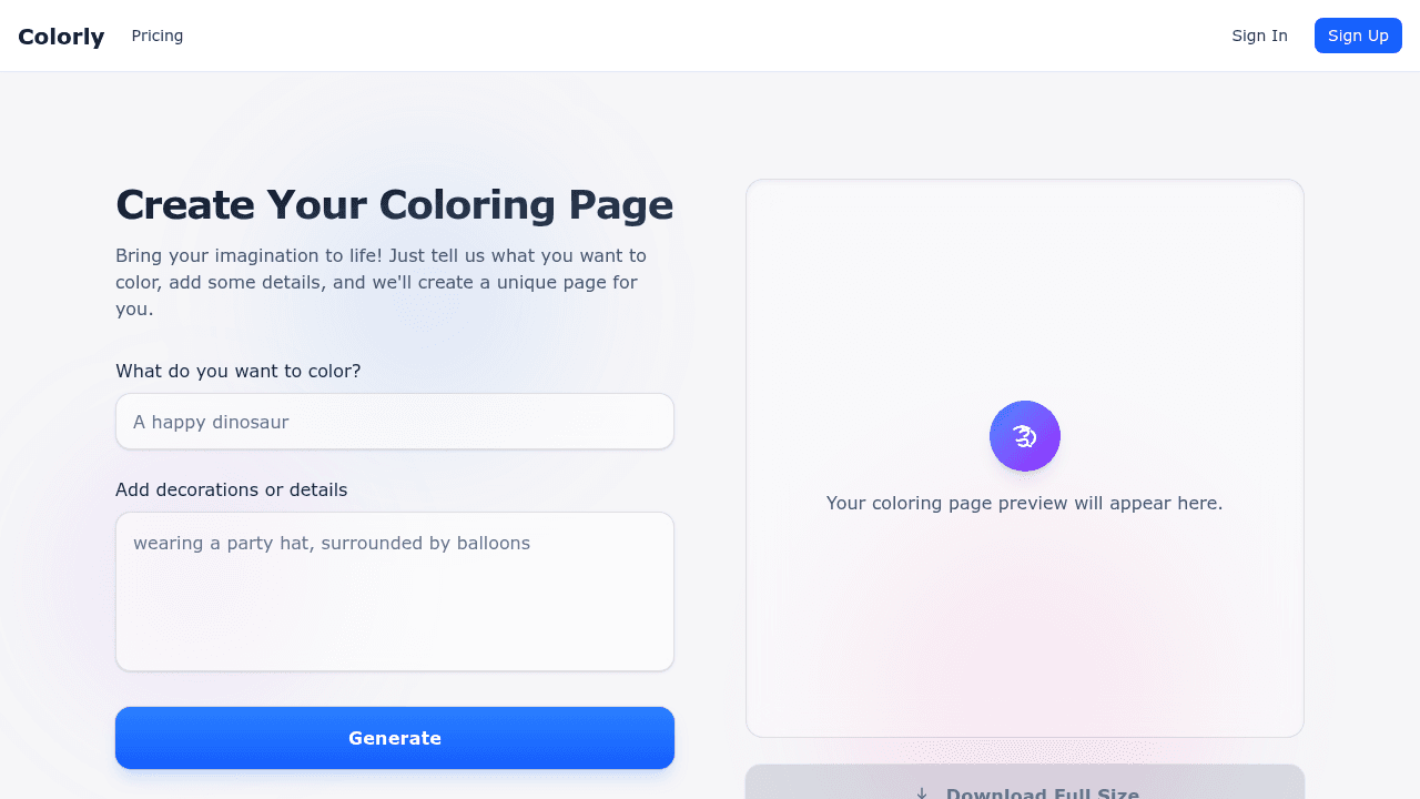 Colorly website preview